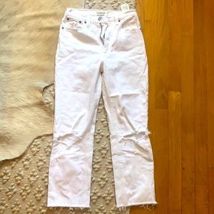 Abercrombie White Ankle Straight Jeans